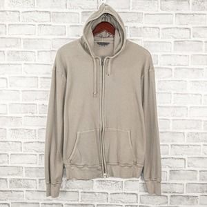 John Varvatos Men's Hooded Zip Sweater in Taupe